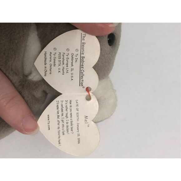 ty beanie baby mel the koala bear 1996 style number 4162 grey collectible flawed - Picture 8 of 9